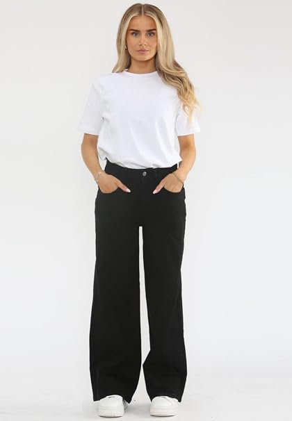 Women’s Soft-Handle Wide-Leg Jeans – Relaxed Stretch Denim Trousers