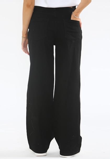 Women’s Soft-Handle Wide-Leg Jeans – Relaxed Stretch Denim Trousers