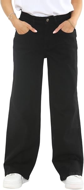 Women’s Soft-Handle Wide-Leg Jeans – Relaxed Stretch Denim Trousers