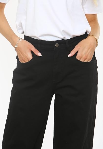 Women’s Soft-Handle Wide-Leg Jeans – Relaxed Stretch Denim Trousers