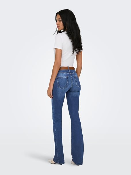 Women’s Mid-Rise Flared Stretch Denim Jeans – Regular Fit