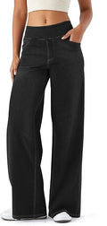 Women’s High-Waisted Pull-On Wide-Leg Stretch Denim Jeans