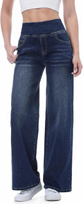 Women’s High-Waisted Wide-Leg Stretch Jeans – Tummy Control Baggy Denim Pants