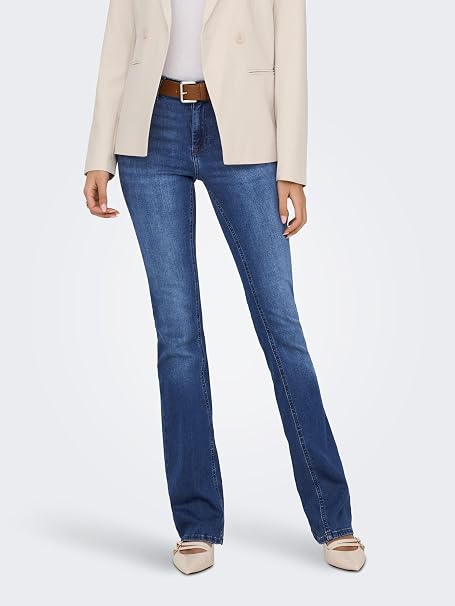 Women’s Mid-Rise Flared Stretch Denim Jeans – Regular Fit
