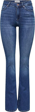Women’s Mid-Rise Flared Stretch Denim Jeans – Regular Fit