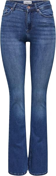 Women’s Mid-Rise Flared Stretch Denim Jeans – Regular Fit