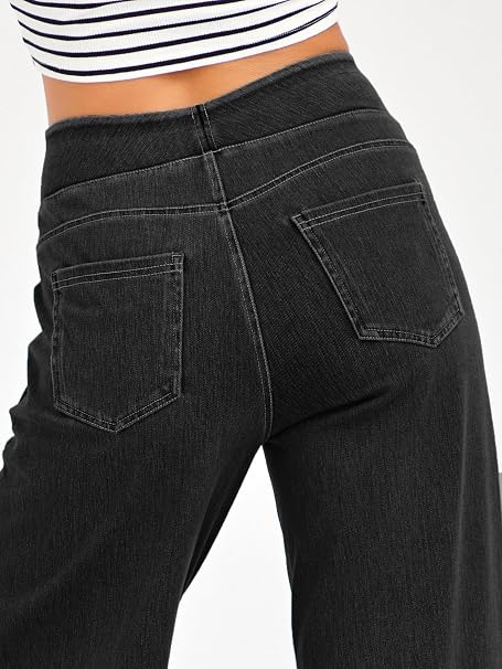 Women’s High-Waisted Pull-On Wide-Leg Stretch Denim Jeans