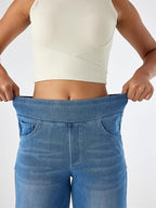 Women’s Curve Comfort Wide-Leg Jeans – 4-Way Stretch Pull-On Denim